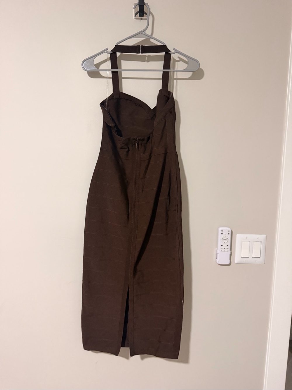 House of CB Brown The Supermodel Halter Neck Bandage Midi Dress - Picture 7 of 9